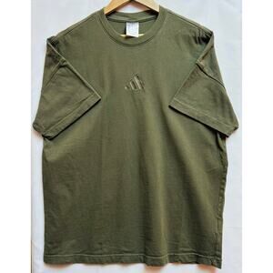 Adidas All SZN Tee Men’s Medium Cotton Army Green 3-Bar logo Embroidered